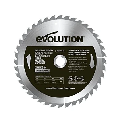 Afbeelding van Evolution Power Tools FW255TCT 40 zaagblad met uiteinde van carbide voor fijn hout, 255 mm