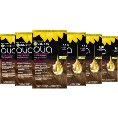 Afbeelding van 3x Garnier Olia Permanente Crèmekleuring 5.3 Licht Goudbruin