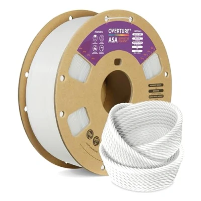 Afbeelding van OVERTURE ASA Filament 1.75mm, 1kg Spool (2.2lbs) 3D Printer Filament, Premium Anti UV, Perfect for Printing Outdoor Functional Parts, Dimensional Accuracy +/ 0.02 mm(Natural)