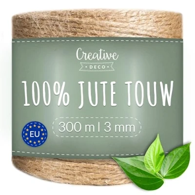 Afbeelding van Creative Deco Natuurtouw Jute Koord 300m Hennep, 3 laags