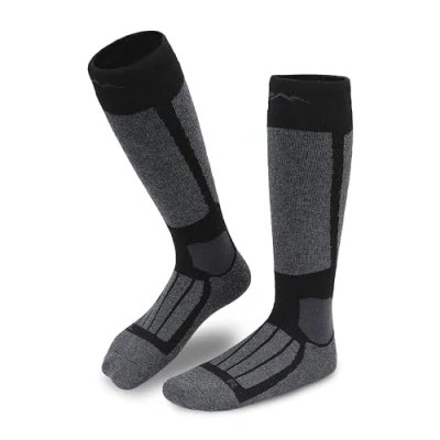 Afbeelding van gipfelsport Skisokken voor heren, dames en kinderen, warme merinoskisokken, thermische winterkousen met bekleding, kniekousen, skikousen winter, snowboarding, antraciet (1 paar), 42 44