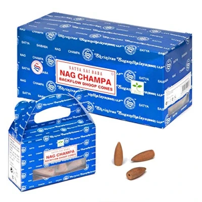 Afbeelding van Zentana Satya Backflow Wierook Kegels Nag Champa Holle Wierookkegels 24 Stuks