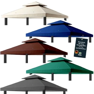 Afbeelding van freigarten.de Vervangend dak voor paviljoen 3 x m, waterdicht, materiaal: Panama PCV Soft 370 g/m² extra sterk, model 1