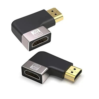 Afbeelding van VMOJO HDMI 8K Extender adapter, 2.1 versie, 48 Gbit/s 90 graden haakse stekker naar bus, ondersteunt bij 60Hz/4K 120Hz, voor HDTV projector, laptop, pc, 2 stuks