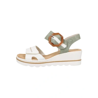 Afbeelding van Rieker Sandalen met plateauzool, Dames, Maat: 37, White Leer