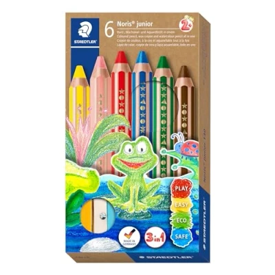 Afbeelding van Staedtler kleurpotlood Buddy 3 in 1, doos van 6 stuks geassorteerde
