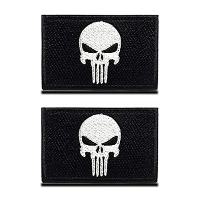 Afbeelding van 2 stuks compatibel met Punisher patch, airsoft militaire patches, stickers, badge, banden voor airsoft, cosplay, paintball, tactische kleding, rugzak, uniform, vest, hondenharnas