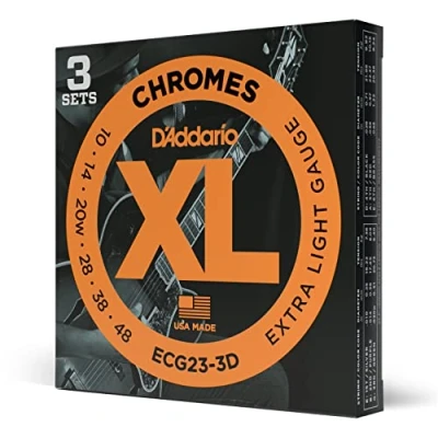 Afbeelding van D&quot;;Addario ECG23 3D 10 48 Extra Light Flatwound Chromes snaren voor elektrische gitaar (3 sets)