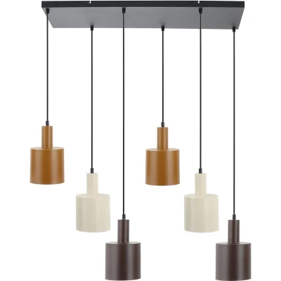 Afbeelding van Lindby hanglamp 6lichts IJzer E27 zwart, koffiebruin, beige