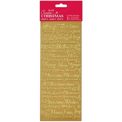 Afbeelding van docrafts&quot;Traditionele kerstgevoelens&quot; Outline Stickers, hout, goud, 29 x 11 0,2 cm, PMA 810906