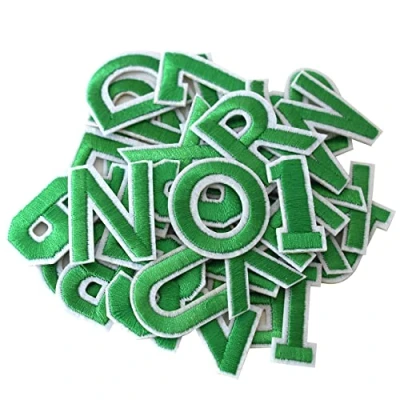 Afbeelding van GUYI GYGYL 72 stuks opstrijkbare letters en cijfers, groene letterpatches alfabet geborduurde patch A Z, nummers 0 9 applicatie voor kleding, jurk, hoed, sokken, jeans, doe het zelf accessoires
