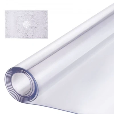 Afbeelding van VEVOR Transparant tafelkleed, rechthoekig, 106,7 x 243,8 cm, dikte 1,5 mm, pvc tafelbescherming, waterdicht, gemakkelijk te reinigen, voor kantoor, keuken, restaurant, eetkamer