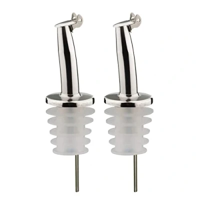 Afbeelding van Westmark 2 schenktuiten voor flessen met sterke drank/olie, klep, luchtslang, metaal/roestvrij staal, siliconen kurk, Inox Gastro, zilver, 46832280