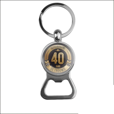 Afbeelding van Bieropener Glas Gefeliciteerd 40 Jaar Getrouwd
