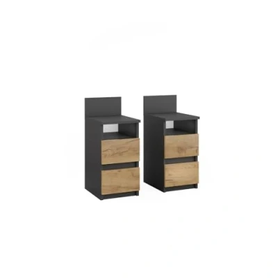 Afbeelding van Vicco Nachtkastje Monty, Antraciet/gouden eik, 25 x 59.1 cm Set van 2