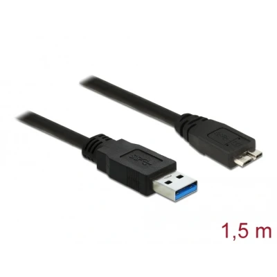 Afbeelding van Delock kabel USB 3.0 Type A male &gt; Micro B 1.5 m zwa