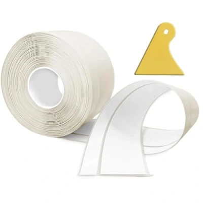 Afbeelding van zelfklevende zachte plint, 12M PVC keukenplint 50x20mm, plint voor keuken en badkamer 5x2 beige