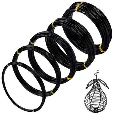 Afbeelding van Belle Vous 5 Pak Zwart Aluminium Sieraden Maak Hobby Draad 1/1,5/2/2,5 &amp; 3 mm m Rollen Flexibel Metaal voor DIY, Artistieke Bloemen Hobby, Kralen Rijgen en Modelmaken