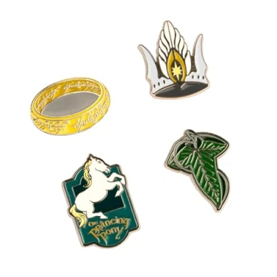Afbeelding van Grupo Erik The Lord Of Rings Set Van 4 Pins Het Blad Lorien, De Ene Ring, Steigende Pony, Kroon Gondor Emaille Geschenken Merchandise