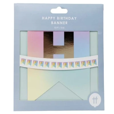 Afbeelding van Talking Tables Herbruikbare Pastel Happpy Verjaardag Eco Papier Hangende Decoraties voor Meisjes of Jongensfeesten Recyclebare Verpakking, vriendelijke Garland Duurzaam Feestware 10ft 3m