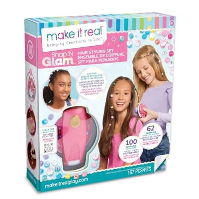 Afbeelding van MAKE IT REAL Snap &#039;N Glam, haarstylingset, creatief speelgoed
