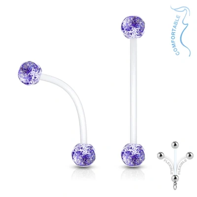 Afbeelding van Piercing glitter balletje blauw