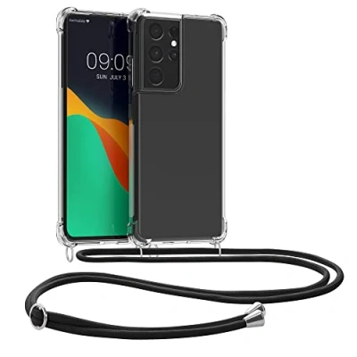 Afbeelding van kwmobile telefoonhoesje geschikt voor Samsung Galaxy S21 Ultra Hoesje met telefoonkoord Back cover in transparant