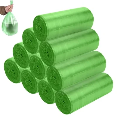 Afbeelding van 200 stuks vuilniszakken, 20 l, bijzonder scheurvast en waterdicht, recyclebare afvalzakken voor keuken, biologische het restafval de afvalverzameling (50 x 45 cm, groen)