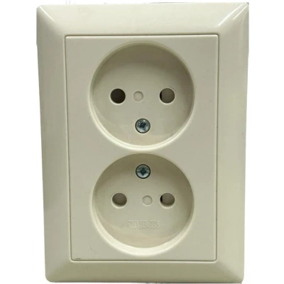 Afbeelding van Jung as500 inbouw wandcontactdoos 2 voudig z ra creme