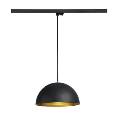 Afbeelding van Slv forchini m hanglamp voor driefasen hoogspanningsrail tc d h t q se rond zwart goud 40 cm incl adapter 153130