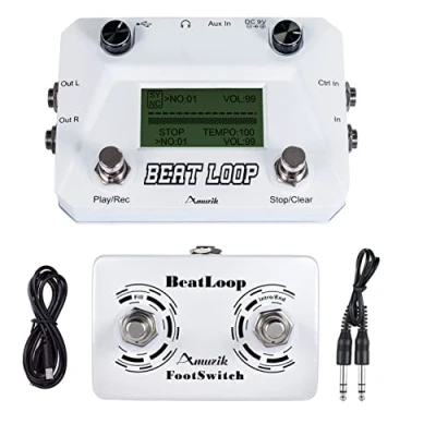 Afbeelding van Amuzik Looper Elektrische gitaar effect, pedaal van beat loop pedalen, 40 drums ritme, 50 minuten, looptijd, één persoon band met USB kabel