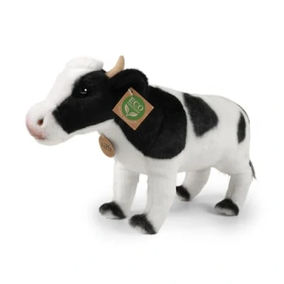 Afbeelding van Rappa ECO knuffel koe 35 cm realistische van recyclede PET flessen zwart, wit