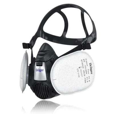 Afbeelding van Dräger X plore® 3500 herbruikbare halfgelaatsmasker + 2 Pure P3 filters voor bouw DIY Set Size L