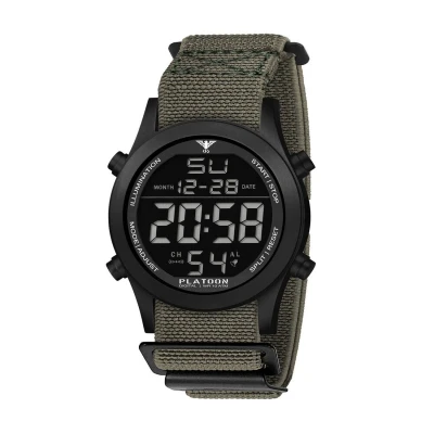 Afbeelding van KHS KHS.PLABSD.DFSGO Polshorloge Heren Kwarts PLATOON Black Steel Digital