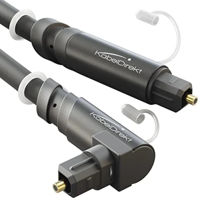 Afbeelding van KabelDirekt Optische audiokabel 90 schuin met 0% signaalverlies 0,5 m TOSLINK kabel (TOSLINK naar TOSLINK, optical audio cable, S/PDIF, glasvezelkabel voor home cinema/soundbar/Gaming/PS4/Xbox)
