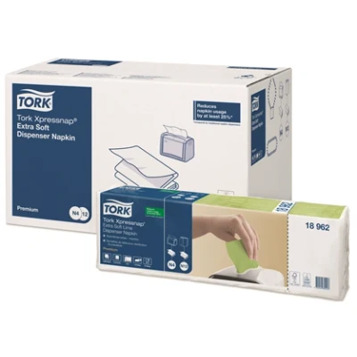 Afbeelding van Tork Xpressnap Dispenserservet 21,3x16,5cm 2 laags 1/2 vouw Lime 18962