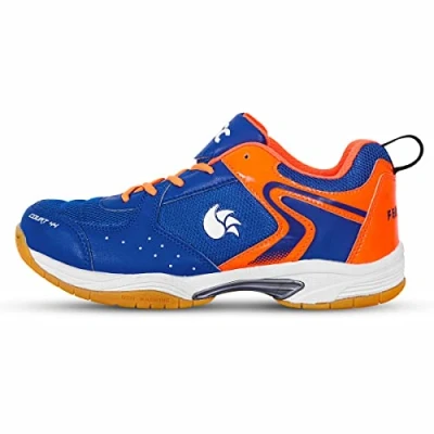 Afbeelding van DSC Court 44 Badminton schoenen voor mannen en jongens met natuurlijk rubber niet markering buitenzool maat 8 (marine oranje)