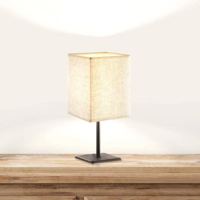 Afbeelding van FH Lighting Tafellamp Lela met linnen kap zwart/zand
