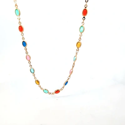 Afbeelding van Casa Jadel Gouden multicolor schakel ketting