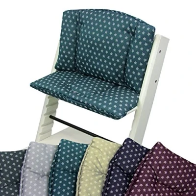 Afbeelding van BambiniWelt Zitkussenset voor Stokke Tripp Trapp kinderstoel, 2 delig, zitkussen, bekleding, reservekussen, sterren (sterren olijf)