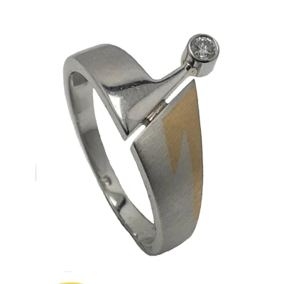 Afbeelding van Ring geel goud platina briljant maat 17.25 Verlinden juwelier