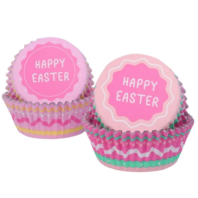 Afbeelding van PME Pasen met folie beklede cupcake hoesjes Happy Easter Set van 60