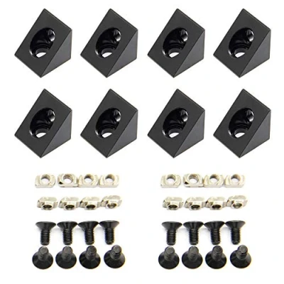 Afbeelding van Befenybay 8 stuks Black Angle Sharp hoekhouders voor 6 mm sleuf aluminium extrusieprofiel uit de serie 2020 (hoekhoek stuks)