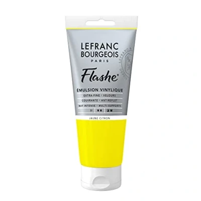 Afbeelding van Lefranc Bourgeois 300548 Flashe acryl en vinylverf, lichtecht, dekkend bestand tegen veroudering 80ml Tube, Lemon Yellow