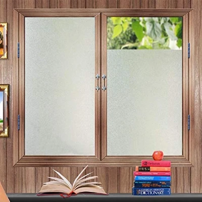 Afbeelding van Zindoo raamfolie matglasfolie ondoorzichtig zonder lijm goede privacybescherming privacyfolie voor badkamers, douchecabines maar ook deuren, kleedruimtes en vergaderruimtes 44.5x200cm
