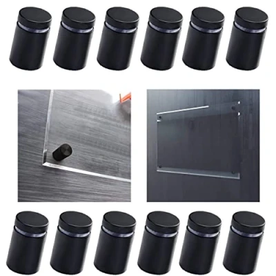 Afbeelding van Afstandsschroeven, wandhouder, bordhouder, 12 stuks, glazen afstandhouders, roestvrij staal, wandafstandhouder, spijkers, sierschroeven voor glas, reclame, bord (mat zwart x 20 mm)