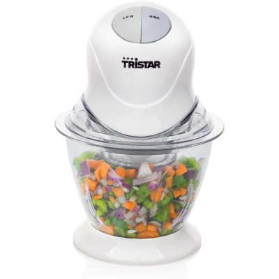 Afbeelding van Hakmolen Tristar BL 4009 Chopper Elektrisch 600 ml Voor noten, fruit en groenten Hakfunctie Pureerfunctie 2 standen Vaatwasbestendinge onderdelen Wit