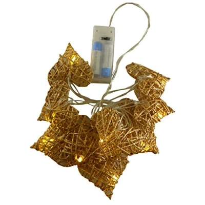 Afbeelding van Christmas Concepts® 10 warm witte LED bruine rotan hartverlichting Kerst / bruiloft woondecoratie