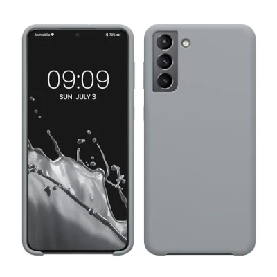 Afbeelding van kwmobile telefoonhoesje geschikt voor Samsung Galaxy S21 Plus Hoesje met siliconen coating Smartphone case in grijs