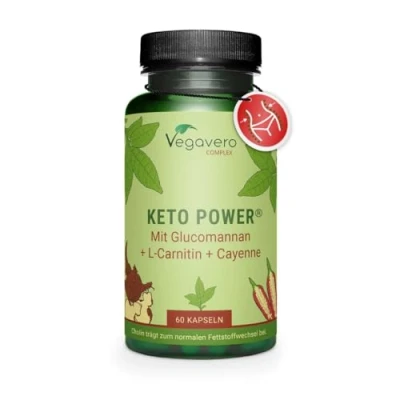 Afbeelding van Vegavero Keto KRACHT Hoog gedoseerd met glucomannan, appelazijn, choline en L carnitine dieet Veganistisch zonder toevoegingen 60 capsules